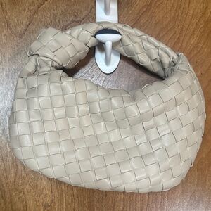 Elegant Cream Woven Hobo Bag